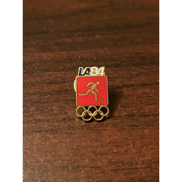 1984 Los Angeles Olympics Soccer Event Lapel Hat Pin - Picture 1 of 3